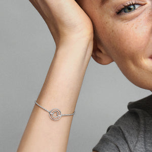 Pandora Signature Two Two-tone Logo & Pavé Chain Bracelet
