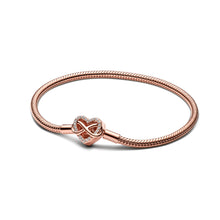 Load image into Gallery viewer, Sparkling Infinity Heart Clasp Snake Chain Bracelet
