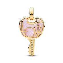 Load image into Gallery viewer, Opalescent Pink Love Key Large Dangle Charm
