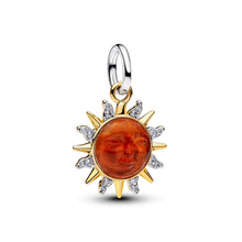 Load image into Gallery viewer, Swirling Sun Two-Tone Dangle Charm
