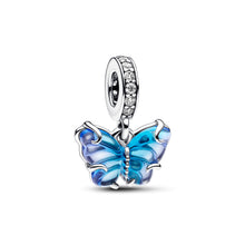 Load image into Gallery viewer, Blue Murano Glass Butterfly Dangle Charm
