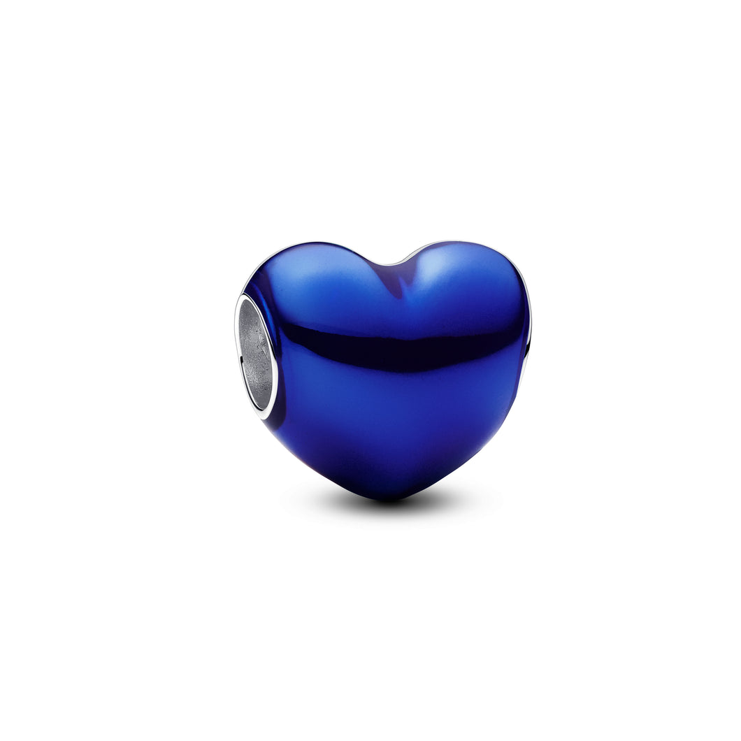 Metallic Blue Heart Charm