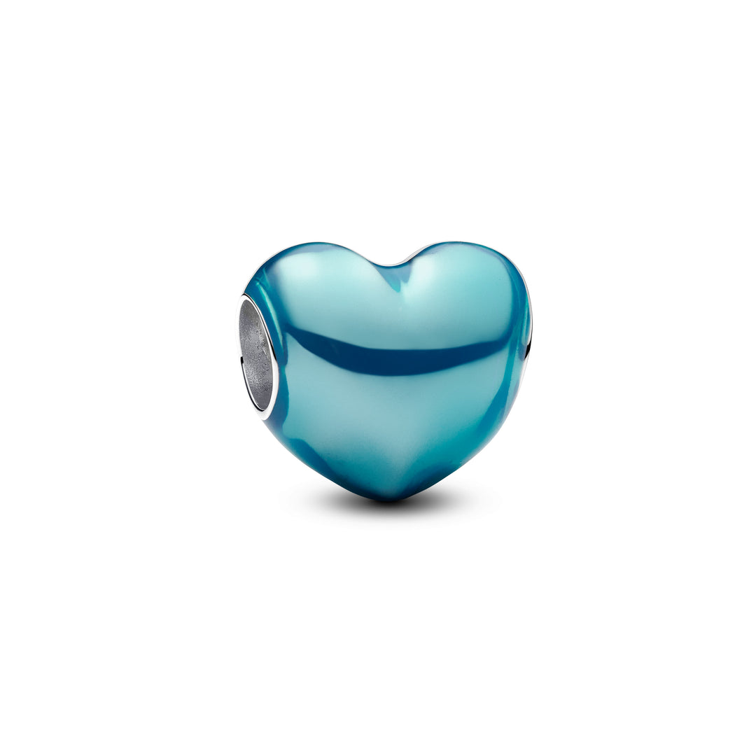 Metallic Sky Blue Heart Charm