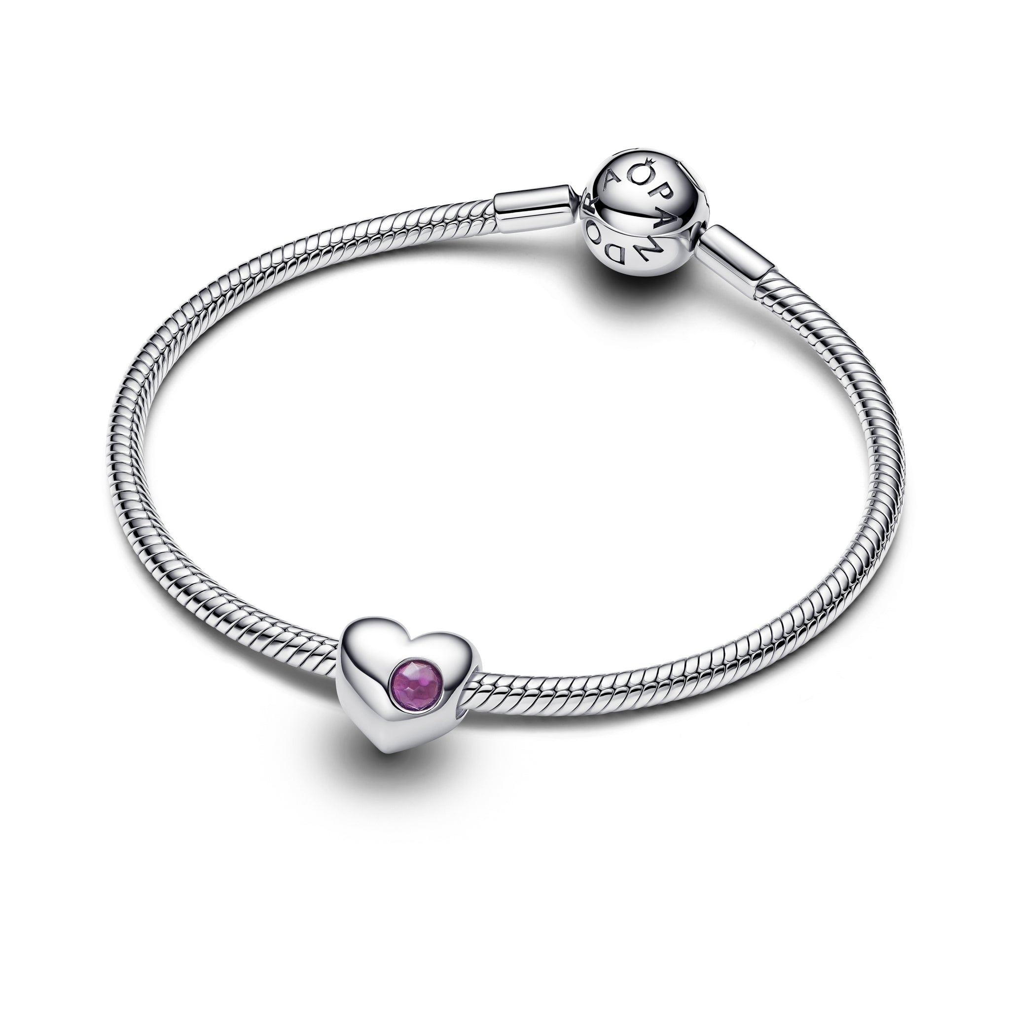 Engravable Purple Stone Heart Charm
