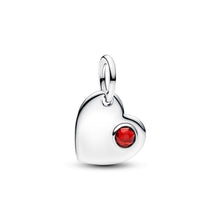 Load image into Gallery viewer, Engravable Heart Red Stone Dangle Charm
