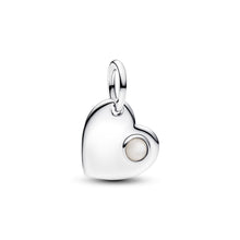 Load image into Gallery viewer, June Engravable Heart White Stone Dangle Charm
