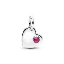 Load image into Gallery viewer, July Engravable Heart True Red Stone Dangle Charm
