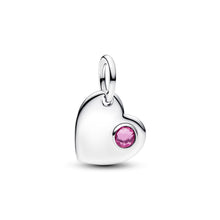 Load image into Gallery viewer, Engravable Heart Pink Stone Dangle Charm
