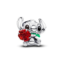 Load image into Gallery viewer, Disney Stitch Rose Murano Glass Charm
