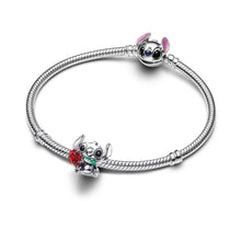 Load image into Gallery viewer, Disney Stitch Rose Murano Glass Charm
