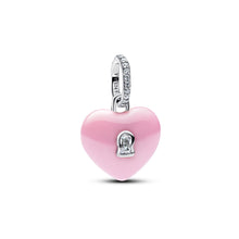 Load image into Gallery viewer, Pink Ceramic Heart Padlock Dangle Charm
