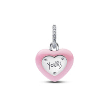 Load image into Gallery viewer, Pink Ceramic Heart Padlock Dangle Charm
