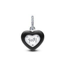 Load image into Gallery viewer, Matte Black Ceramic Heart Padlock Dangle Charm
