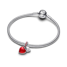 Load image into Gallery viewer, Red Murano Glass Heart Double Dangle Charm
