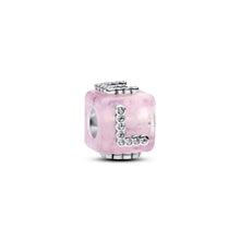 Load image into Gallery viewer, Pink Murano Glass Love Cube Charm
