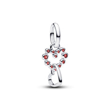Load image into Gallery viewer, Connected Hearts &amp; Red Stones Dangle Charm
