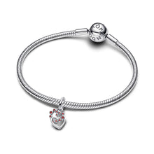 Load image into Gallery viewer, Connected Hearts &amp; Red Stones Dangle Charm
