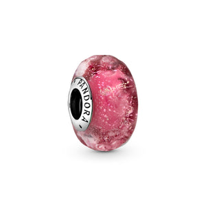 Wavy Fancy Pink Murano Glass Charm