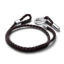 Load image into Gallery viewer, Pandora Moments Brown Braided Double Leather Bracelet
