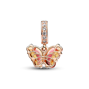 Pink & Yellow Murano Glass Butterfly Dangle Charm