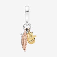 Load image into Gallery viewer, Hamsa, All-seeing Eye &amp; Feather Spirituality Dangle Charm
