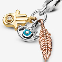 Load image into Gallery viewer, Hamsa, All-seeing Eye &amp; Feather Spirituality Dangle Charm
