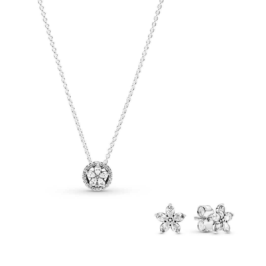 Sparkling Snowflake Necklace Earring Gift Set