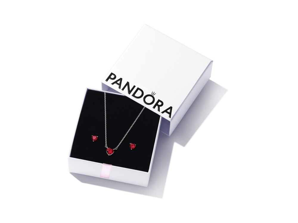 Pandora Style Silver Sparkle Heart Necklace - SCN347