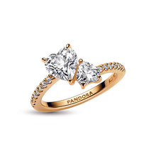 Load image into Gallery viewer, Double Heart Sparkling Ring
