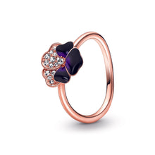Load image into Gallery viewer, Deep Purple Pansy Flower Ring
