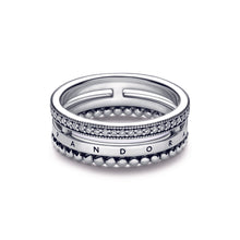 Load image into Gallery viewer, Pandora Signature Logo Pavé &amp; Beads Ring
