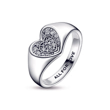 Load image into Gallery viewer, Radiant Heart Pavé Signet Ring
