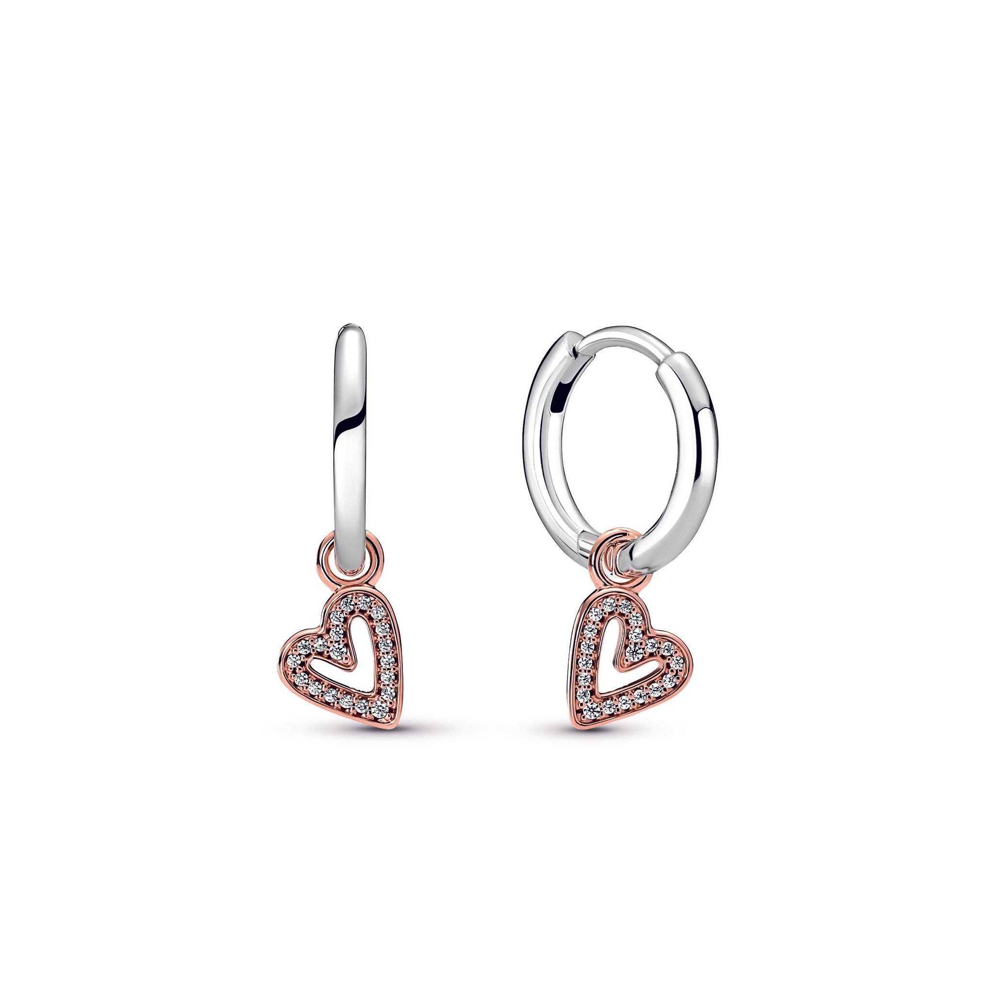 Rose Gold Pandora Sparkle Hoop Earrings Pandora Rose Bright Double