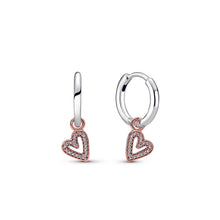 Load image into Gallery viewer, Sparkling Freehand Heart Hoop Earrings
