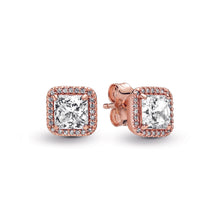 Load image into Gallery viewer, Square Sparkle Halo Stud Earrings
