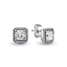 Load image into Gallery viewer, Square Sparkle Halo Stud Earrings
