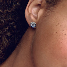 Load image into Gallery viewer, Blue Pansy Flower Stud Earrings
