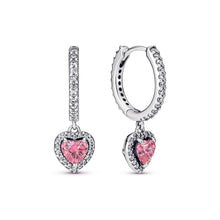 Load image into Gallery viewer, Sparkling Halo Heart Hoop Earrings
