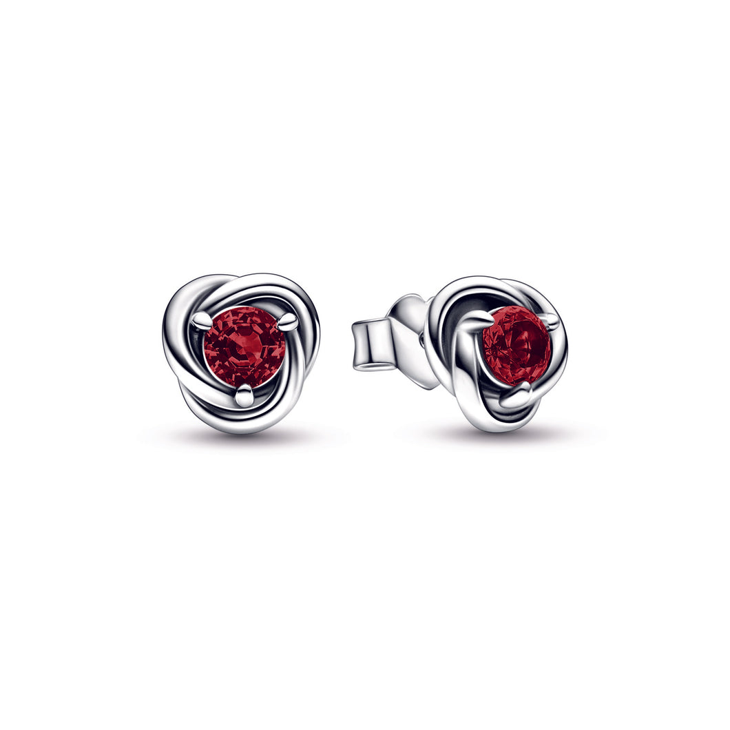 Red Eternity Circle Stud Earrings