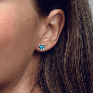 Turquoise Blue Eternity Circle Stud Earrings
