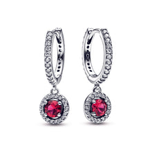 Load image into Gallery viewer, Red Round Sparkling Hoop Earrings
