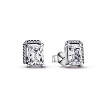 Load image into Gallery viewer, Rectangular Sparkling Halo Stud Earrings
