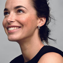 Load image into Gallery viewer, Radiant Sparkling Hearts Hoop Earrings
