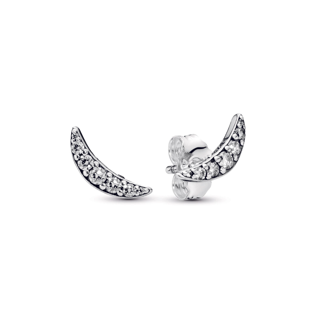 Sparkling Crescent Moon Stud Earrings