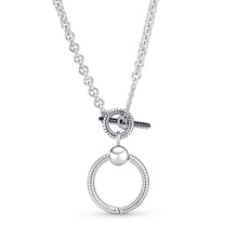 Load image into Gallery viewer, Pandora Moments O Pendant T-bar Necklace
