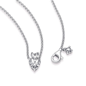 Double Heart Pendant Sparkling Collier Necklace