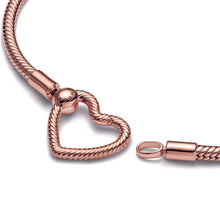 Load image into Gallery viewer, Pandora Moments Heart Closure Snake Chain Bracelet
