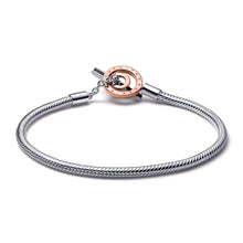 Load image into Gallery viewer, Pandora Moments Two-tone Logo T-Bar Snake Chain Bracelet
