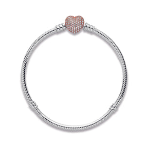 Pandora Moments Pavé Heart Clasp Snake Chain Bracelet