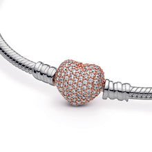 Load image into Gallery viewer, Pandora Moments Pavé Heart Clasp Snake Chain Bracelet

